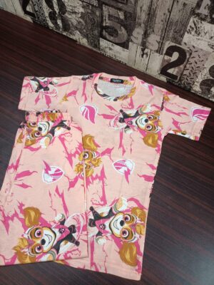 Pink Cartoon Character Kids night suit